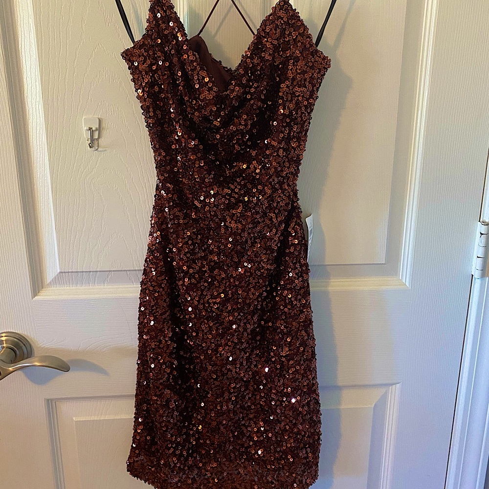 Brown/Burgandy Sequined Formal dress